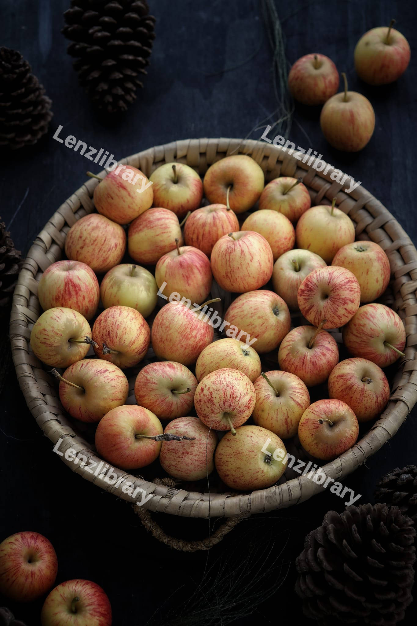 Red apple in a basket